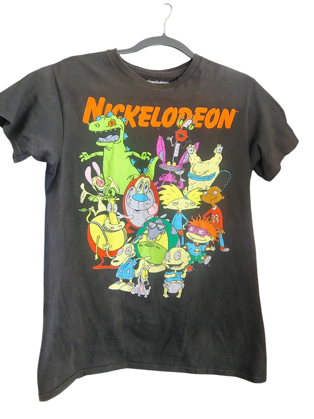 Nickelodeon Black Graphic Tee with Multicolor Classic Cartoon Cast